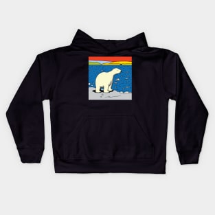 Polar Bear in the arctic circle at sunset Kids Hoodie